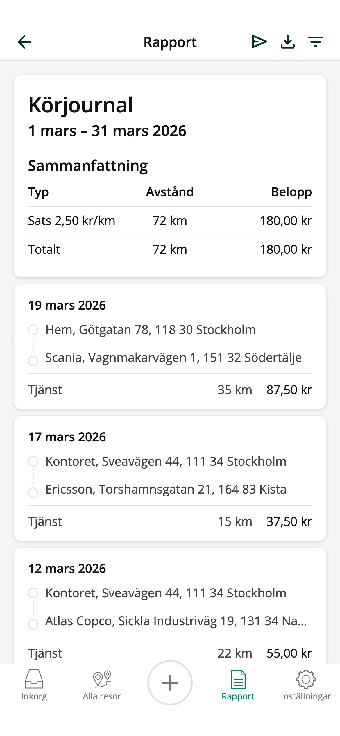 Omedelbara milrapporter